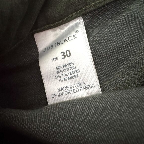JUSTBLACK Olive Green Denim Stretch Skinny Jeans Just Black Size 30 - Picture 6 of 9